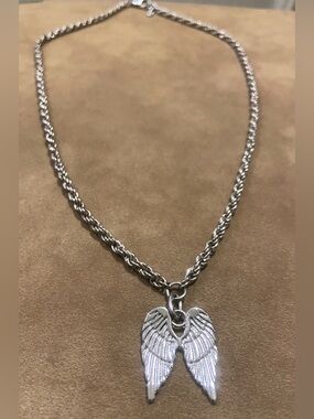 Steel Angel Wings Rope Chain Necklace - Women Jewelry